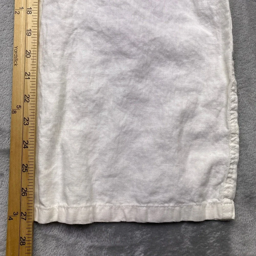 Banana Republic White 100% Organic Linen Wide Leg Patch Pocket Pants Womens 6